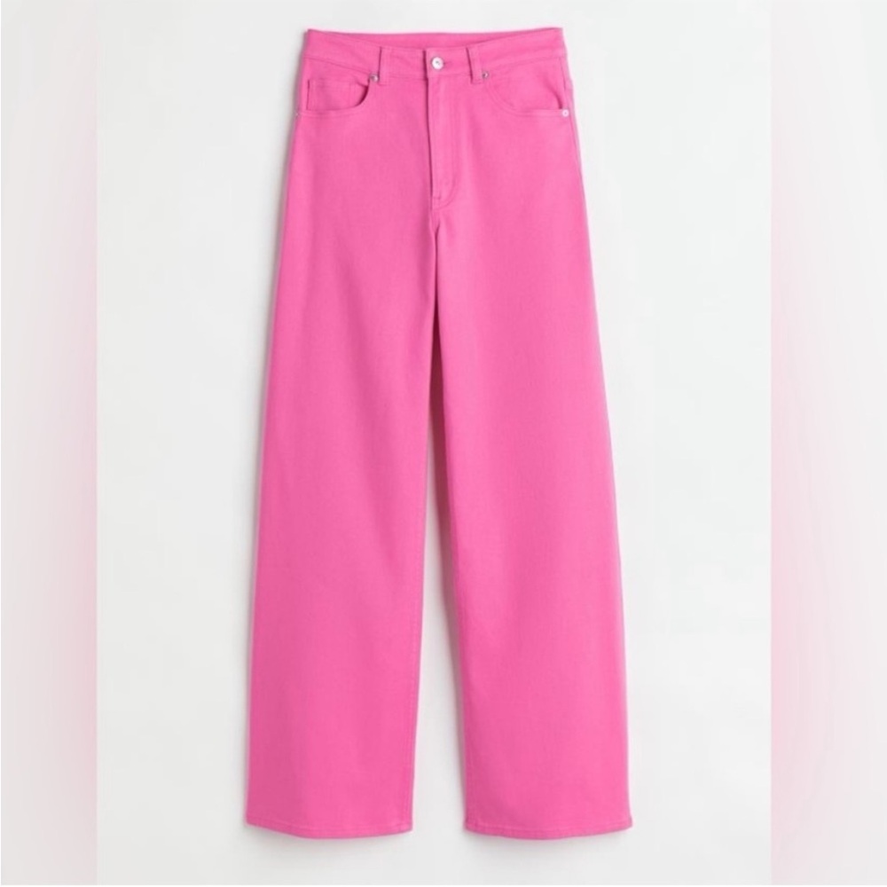 H&M Divided bright pink wide leg pants size 6 high waist
